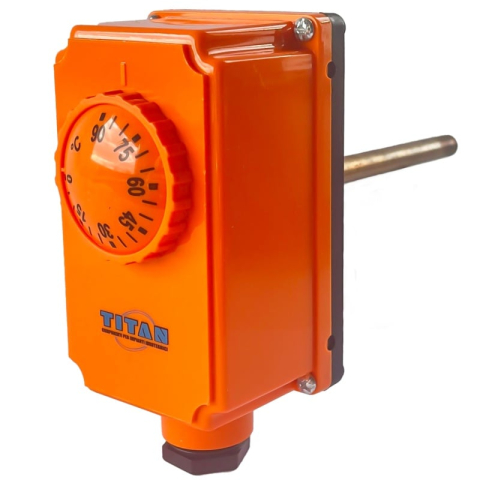 Termostate si automatizari - Termostat de imersie Titan cu sondă și teacă – reglaj 0–90°C