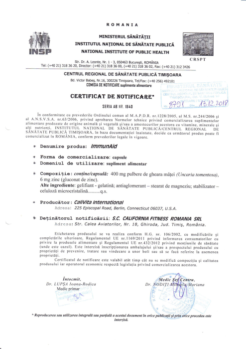 ImmunAid CaliVita 180 Caps | Imunitate cu Gheara Mâței [2]