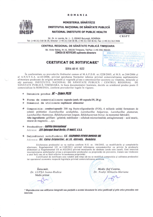 Complex Probiotice și Prebiotice AC-Zymes Plus CaliVita, 60 capsule [2]