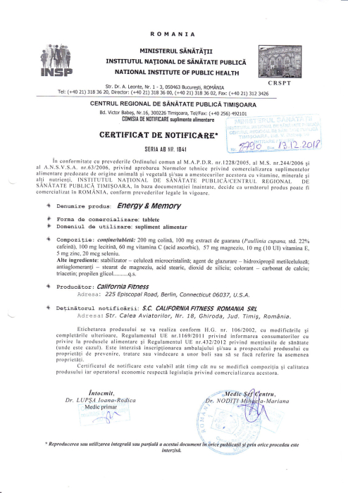 Energy & Memory CaliVita – Energizant natural cu guarana și lecitină, 90 tablete [2]