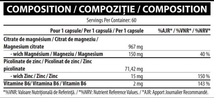 Vitabolic New ZMA 60 capsule | Magneziu + Zinc + Vitamina B6 pentru recuperare, energie și somn [2]