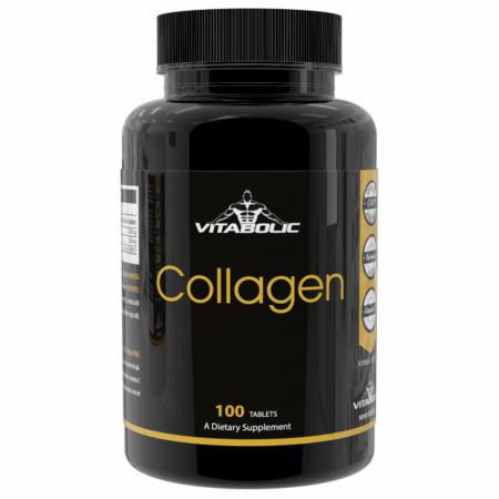 Vitamine & Suplimente - Collagen 100 Tabs – Colagen hidrolizat + Acid hialuronic + Vitamina C – Suport articulatii, piele si tesut conjunctiv – Vitabolic