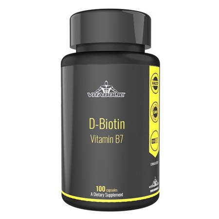 Vitamine & Suplimente - D-Biotin Vitamin B7 100 caps – Biotină (Vitamina H) pentru sănătatea părului, pielii și metabolism – Vitabolic