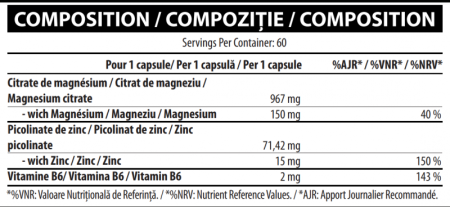 Vitabolic New ZMA 60 capsule | Magneziu + Zinc + Vitamina B6 pentru recuperare, energie și somn [1]