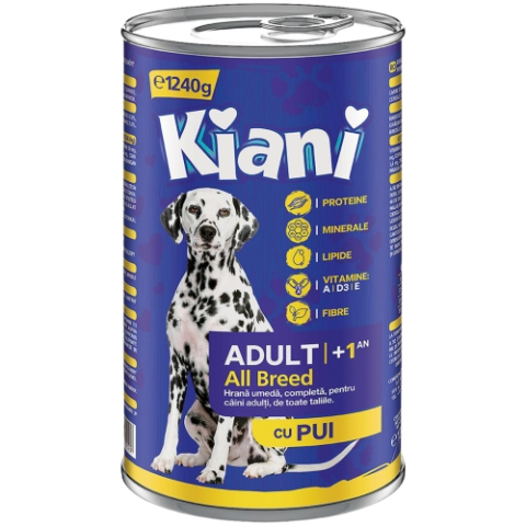 Câini - Hrana umeda de pui pentru caini Kiani, 1.247 kg