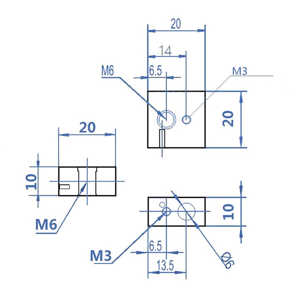 Bloc de incalzire MK7/MK8 din aluminiu, 20x20x10mm, imprimanta 3D [2]