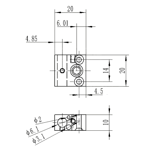 Bloc de incalzire hotend MK8 / CR-10, aluminiu, 20x20x10mm [3]