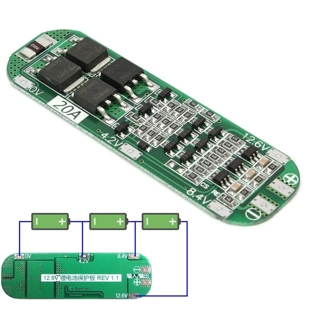 BMS 3S 20A fara balansare pentru baterii Li-ion (12.6V) [4]