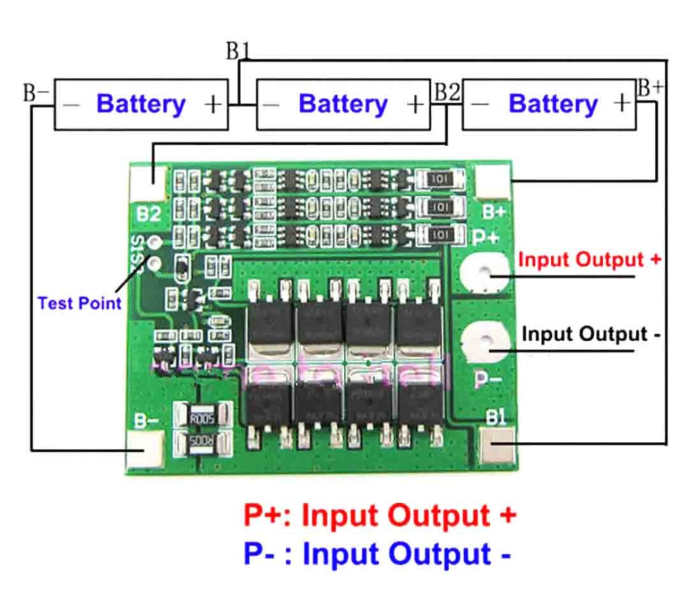 BMS 3S 25A cu balansare pentru baterii Li-ion (12.6V) [3]