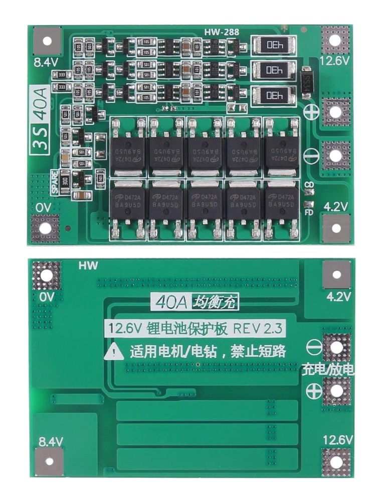 BMS 3S 40A cu balansare pentru baterii Li-ion (12.6V) [3]