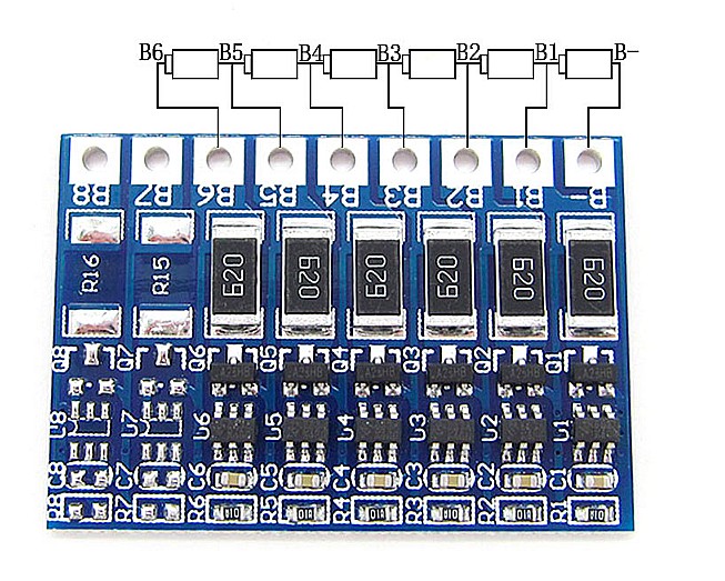 BMS echilibrare pt incarcare acumulator Litiu 6S 18650 balancer [3]