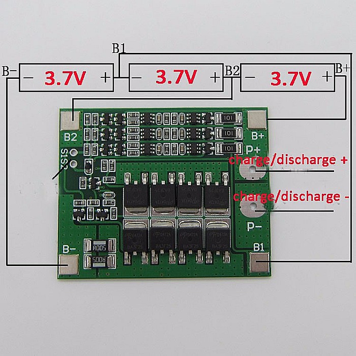 BMS protectie, echilibrare acumulatori 3S Litiu 18650, 25A [3]