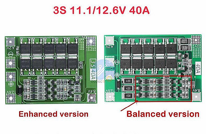 BMS protectie, echilibrare acumulatori 3S Litiu 18650, 40A [2]