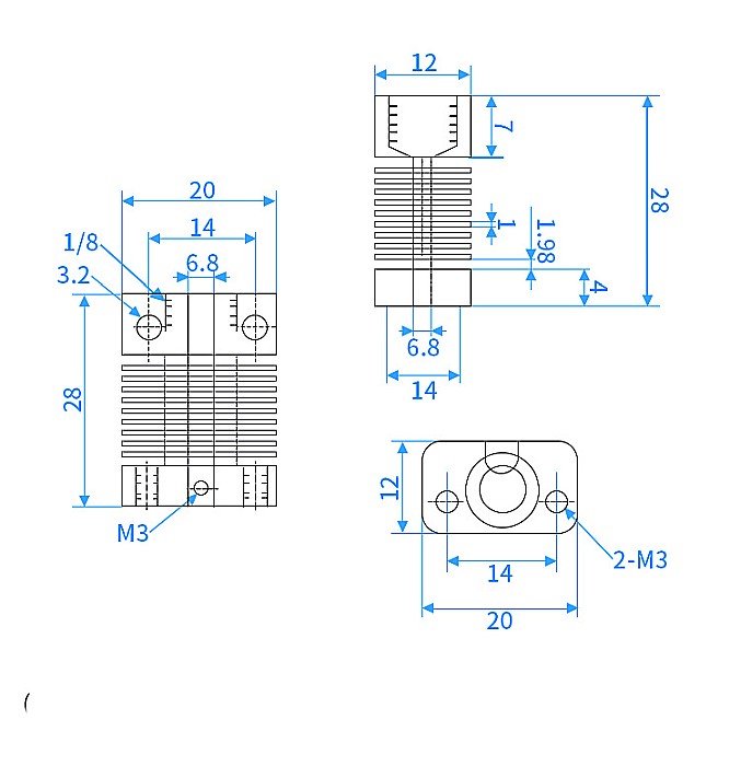 Cap printare CR10 12V teflon, conector, duza 0.4mm, filament 1.75mm imprimanta 3D [3]