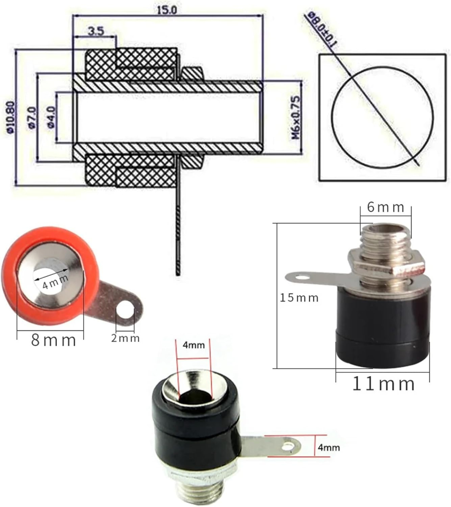 Conector banana mama 4mm, 6A, 125V AC, rosu/negru [5]