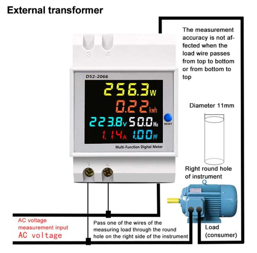 Contor energie electrica D52-2066 LCD color, 40-300V, 100A 99999kwh [5]