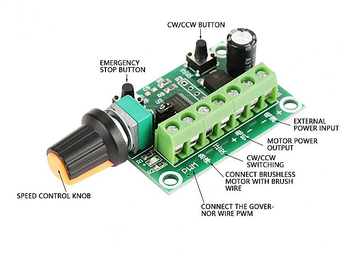 Controler PWM 6-30V, reglabil, pentru motoare brushless [2]