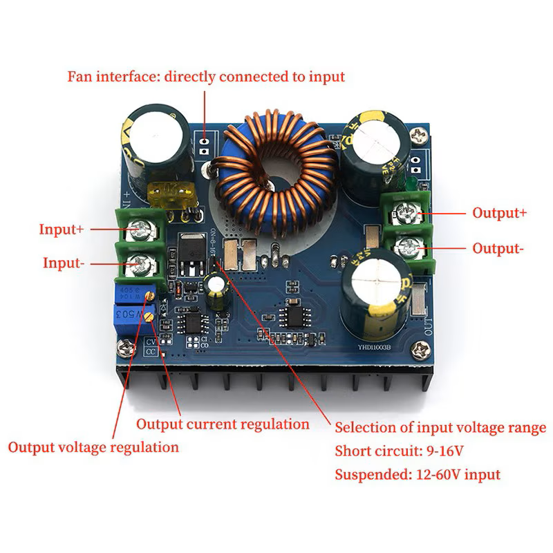 Convertor DC-DC step-up, 12-60V la 12-80V, 10A, 600W, CC/CV [5]