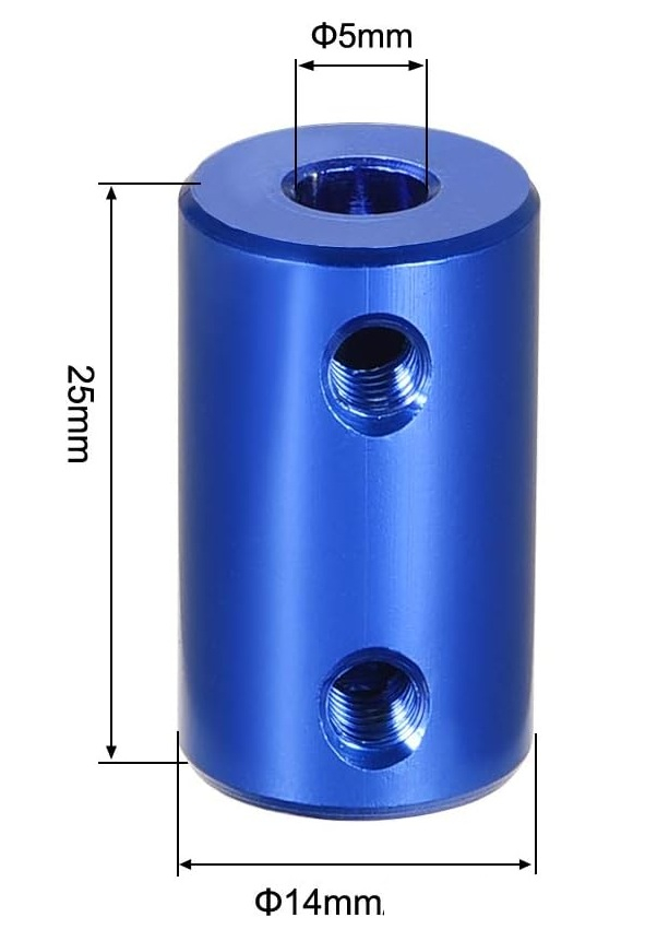 Cuplaj rigid 5x5mm din aluminiu, albastru, 14x25mm [2]