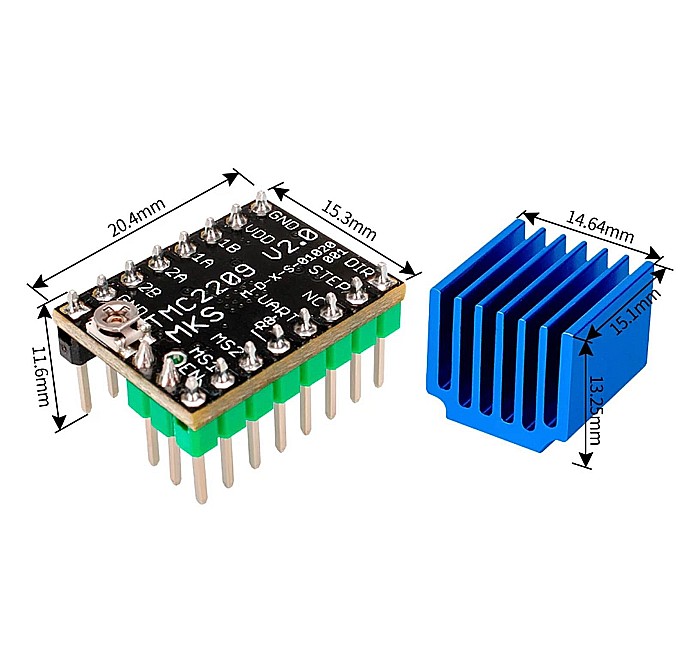 Driver TMC2209 V2.0 MKS cu radiator, imprimanta 3D [2]
