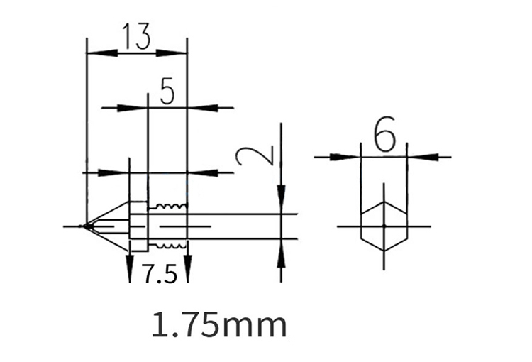 Duza imprimanta 3D MK8, 0.4mm, filament 1.75mm, filet M6, hexagon 6mm, alama [3]