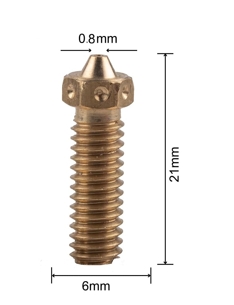 Duza imprimanta 3D Volcano, 0.8mm, filament 1.75mm, filet M6, hexagon 7mm, alama [2]