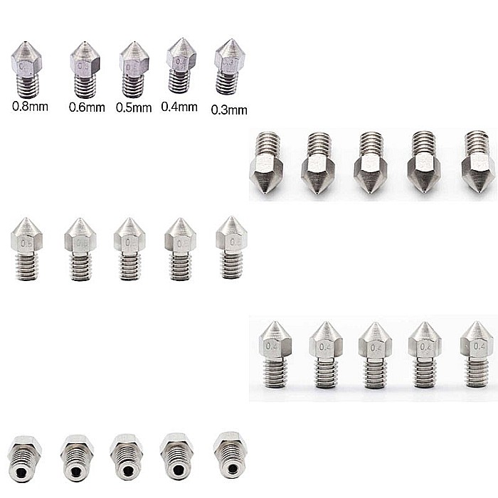 Duza inox 0.4mm, filament 1.75mm M6, lungime filet 7mm imprimanta 3D [4]