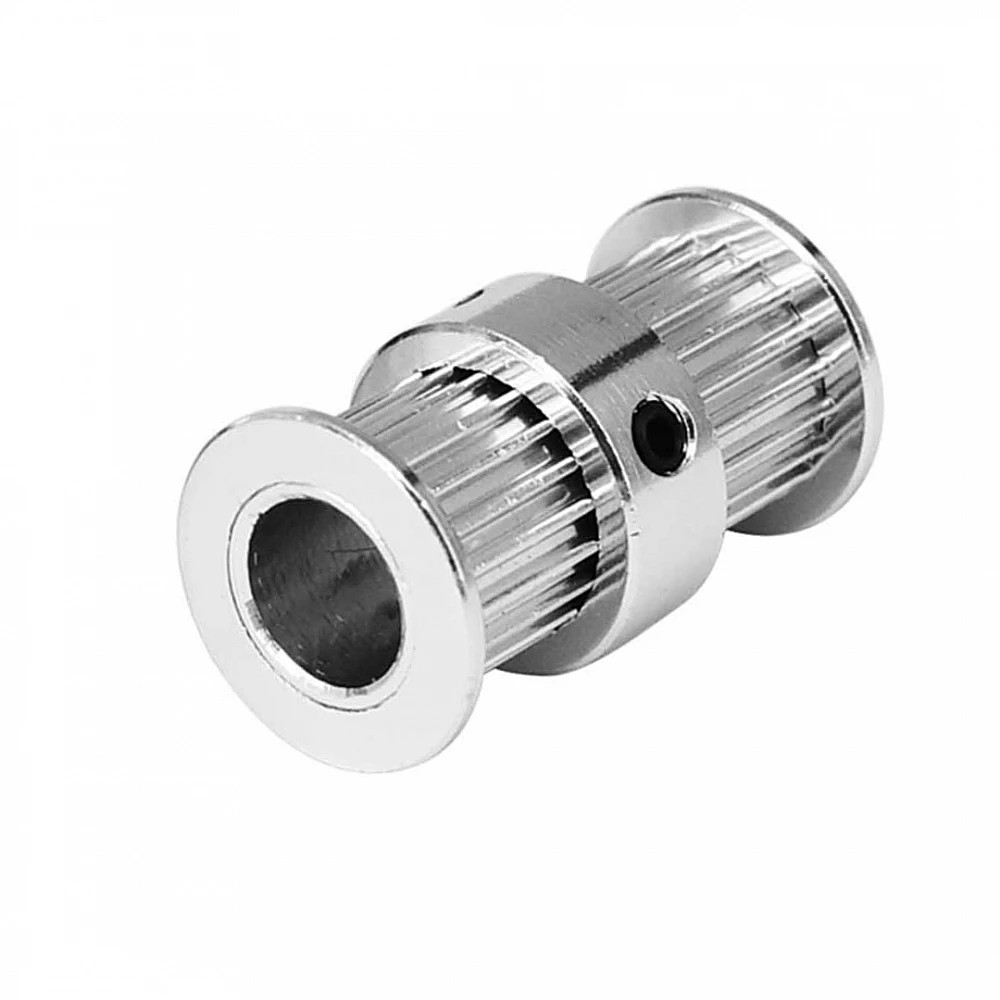 Fulie dintata dubla GT2, 20 dinti, alezaj 6.35mm, cu flanse, pentru curea 10mm [2]
