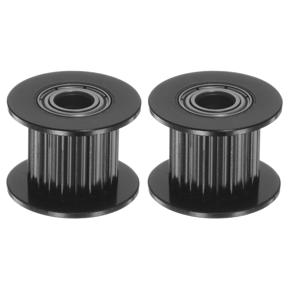 Fulie dintata GT2 cu rulment, 20 dinti, gaura 5mm, curea 10mm, aluminiu, negru [2]