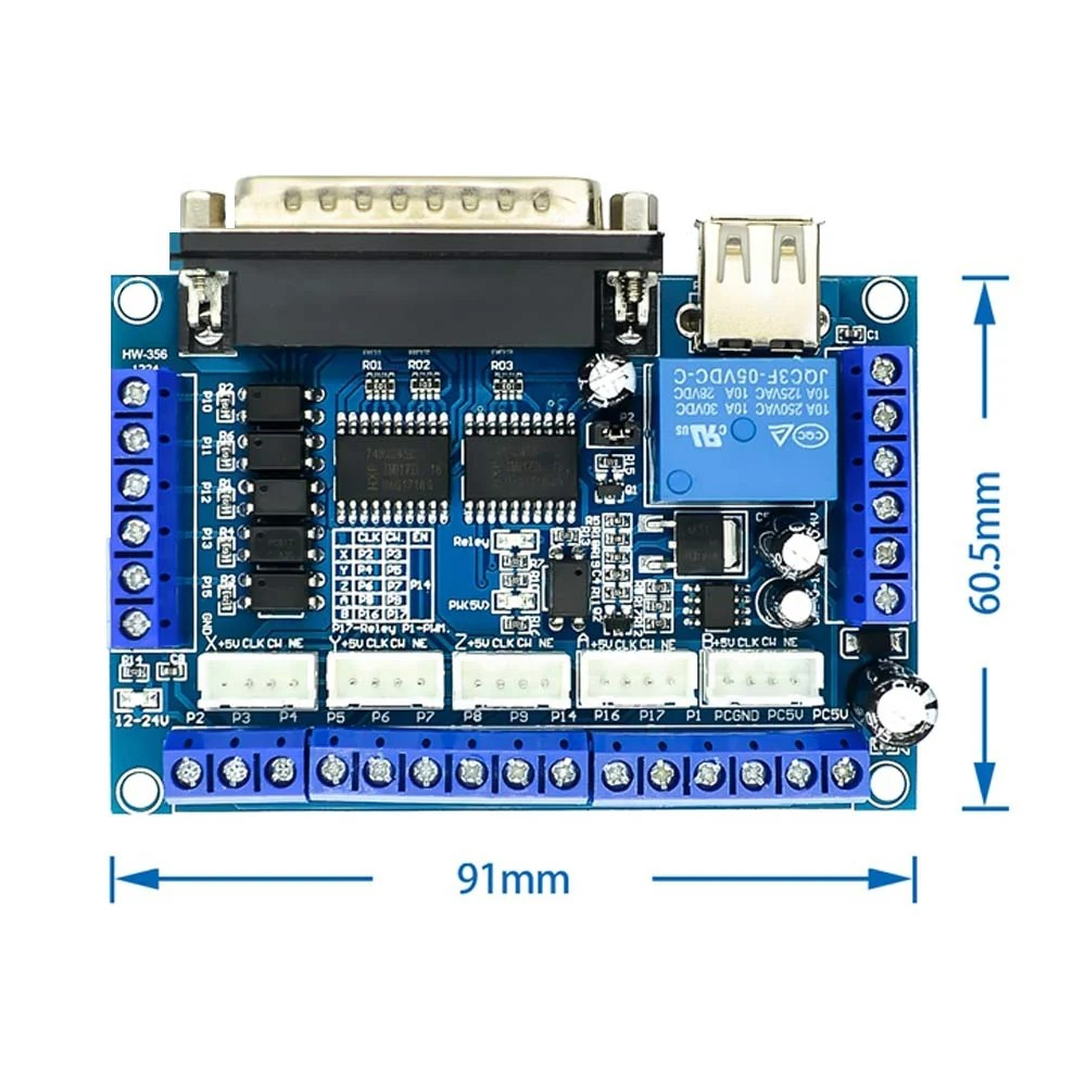Interfata CNC Mach3 cu port paralel DB25, 5 axe, pentru drivere motoare pas cu pas [2]