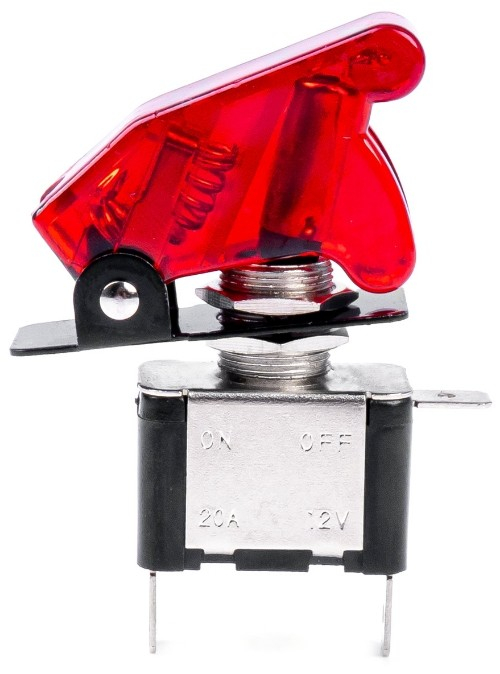 Intrerupator auto tip toggle ASW-07D, 12V, 20A, 3 pini, LED rosu si capac de protectie [4]