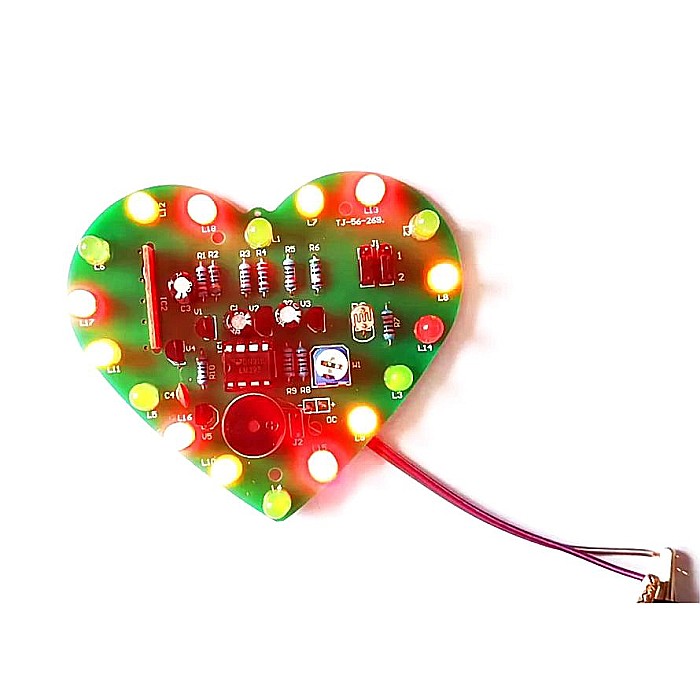 Kit DIY lumini DC 5V forma inima, cu suport baterii 3xAA [4]