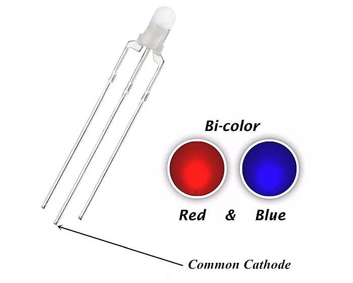 LED bicolor 3mm F3 rosu cu albastru, catod comun [1]