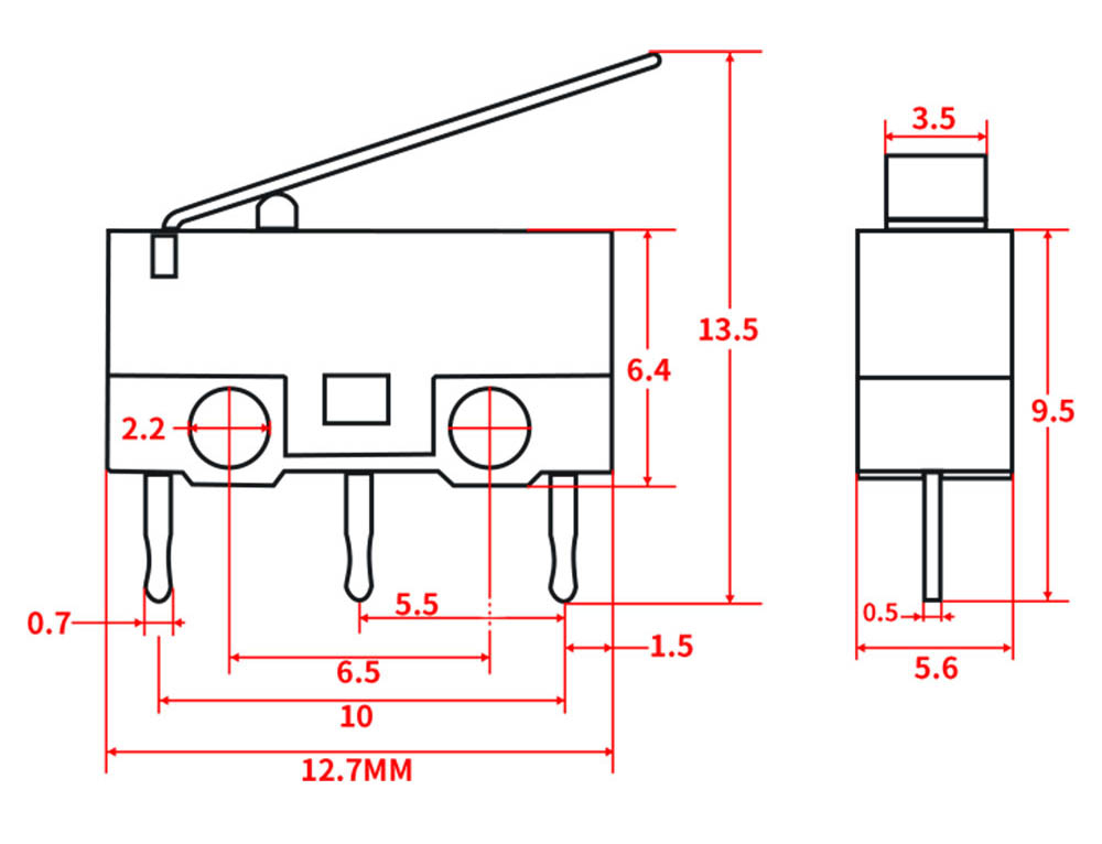 Limitator intrerupator capat cursa imprimanta 3D, microswitch cu lamela (2 buc) [5]