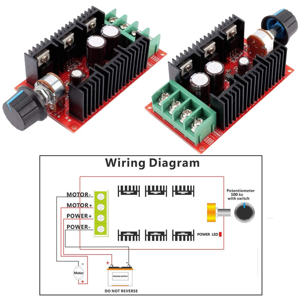 Modul control viteza motor 9–50V, 2000W, 40A, cu carcasa (regulator turatie) [3]