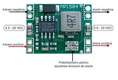 Modul DC-DC step-down 3A, 4.5-28V la 0.8-20V MP1584EN ajustabil [2]