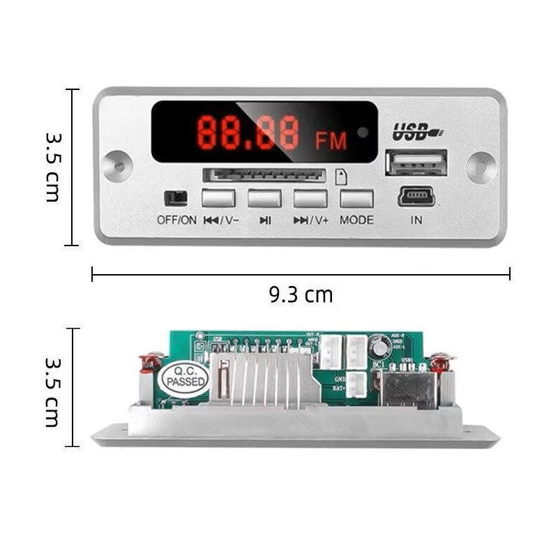 Modul decoder audio MP3 Bluetooth 5V cu amplificator 2x3W, USB, SD, AUX, FM, telecomanda [6]