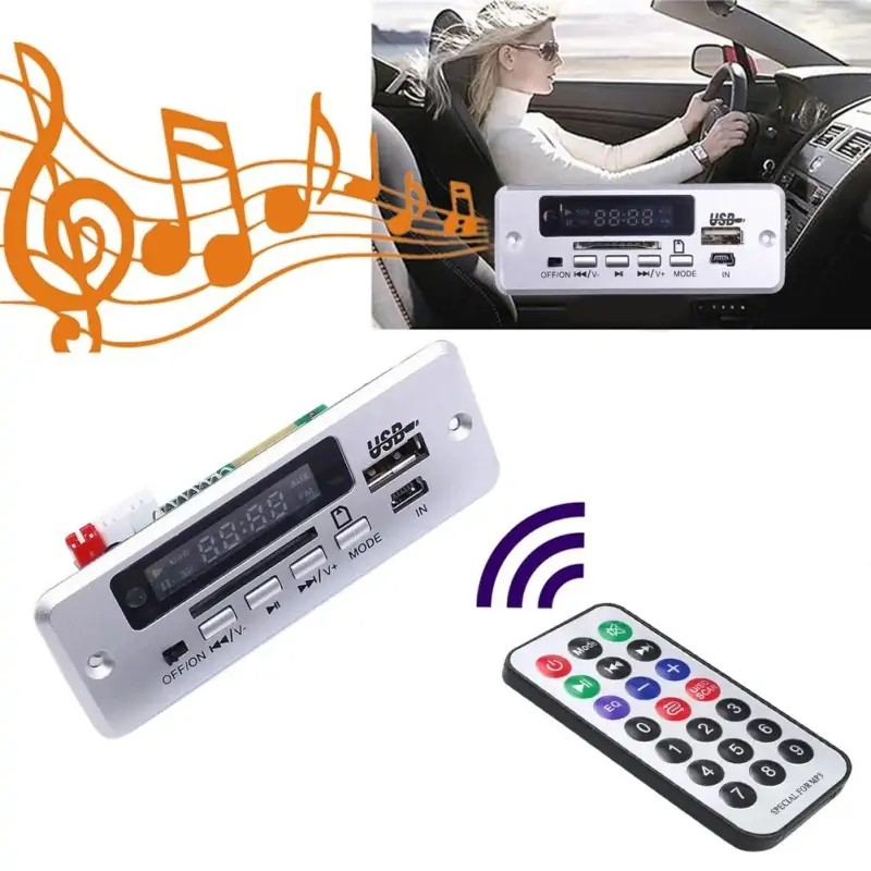 Modul decoder audio MP3 Bluetooth 5V cu amplificator 2x3W, USB, SD, AUX, FM, telecomanda [7]