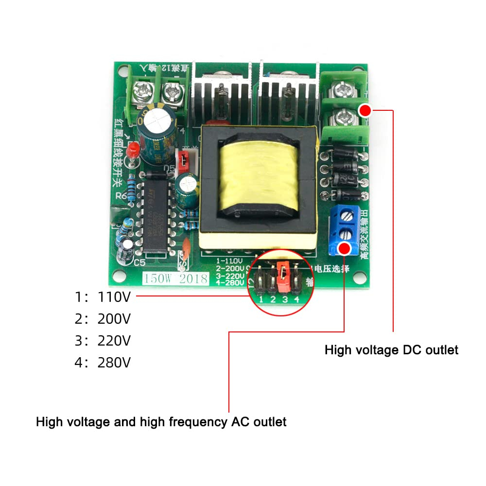 Modul invertor 12V DC la 110V/200V/220V/280V, 150W, iesiri AC/DC, selectare prin jumper [3]