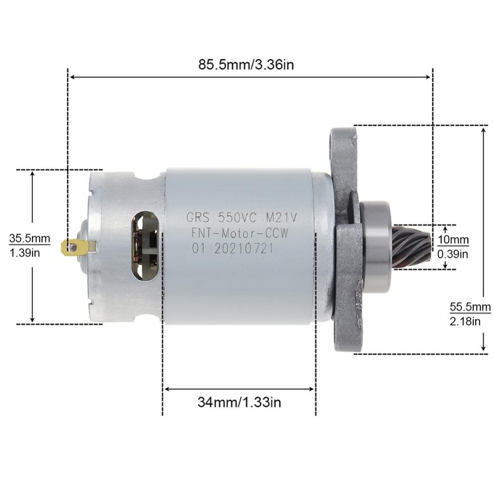 Motor electric DC RS550 21VDC, angrenaj conic 8 dinti, pentru fierastrau electric [4]