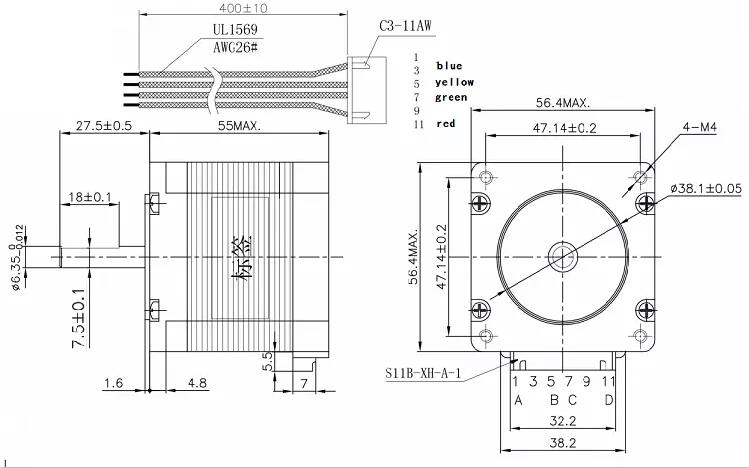 Motor pas cu pas NEMA 23 23HS5628, 2.8A, ax 8mm, 1.26Nm [7]
