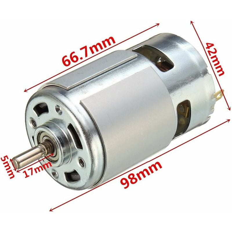 Motor universal DC 775, 12–24V, 9000 RPM la 24V, ax D 5mm, dublu rulment [5]