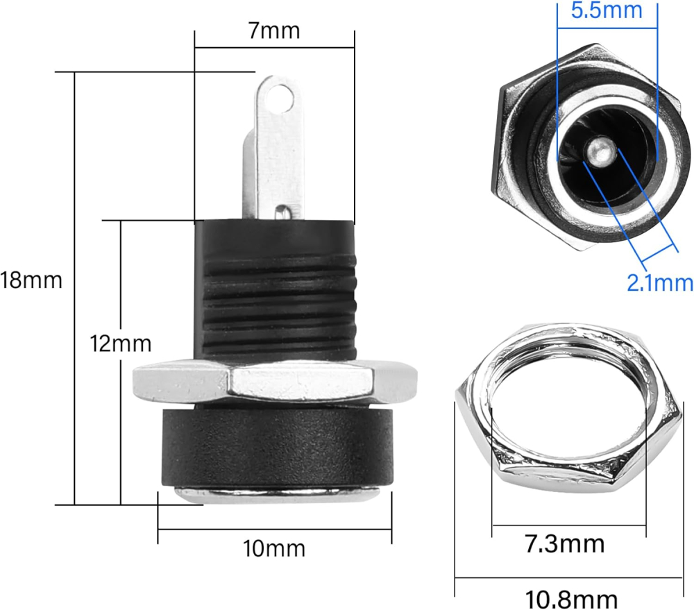 Mufa alimentare mama DC 5.5x2.1mm, 2 pini, montaj panou [2]