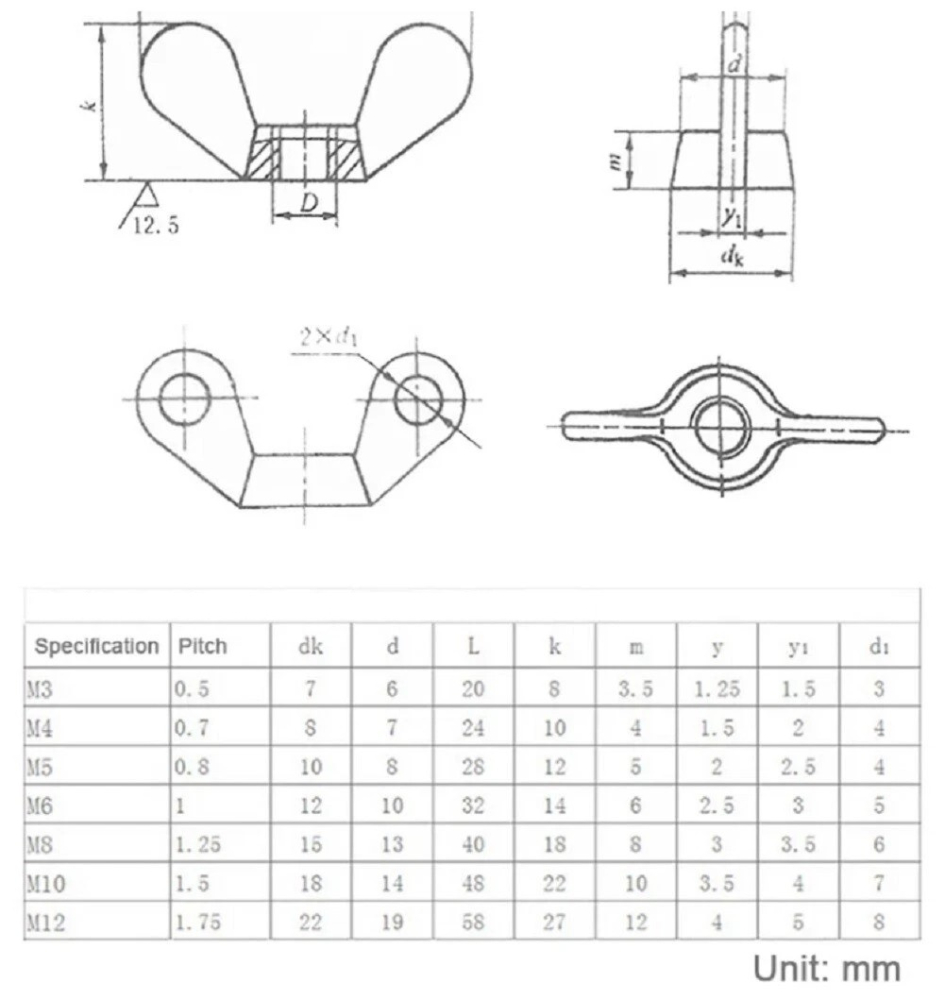 Piulita fluture M4 din otel, pentru strangere manuala [4]