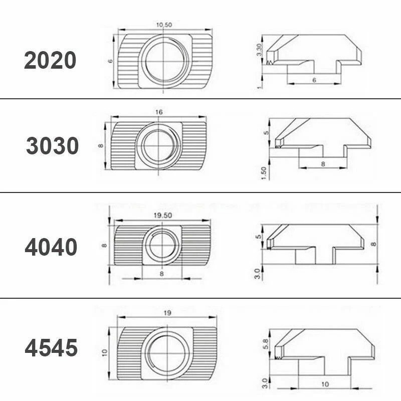 Piulita 40T M4 19.5x8mm pentru profil aluminiu (set 5 buc.) [3]