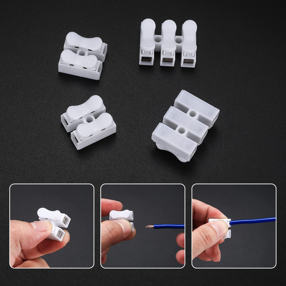 Regleta / conector rapid cu arc push-in 2 fire CH-2, 250V 10A (set 10 buc) [3]