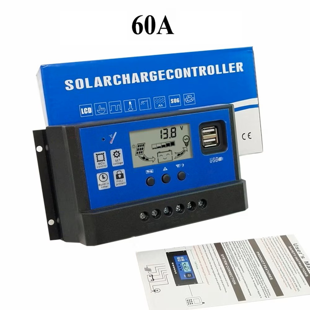 Regulator incarcare solara PWM 60A pentru panouri fotovoltaice, 12V/24V, LCD, USB 5V/3A [3]