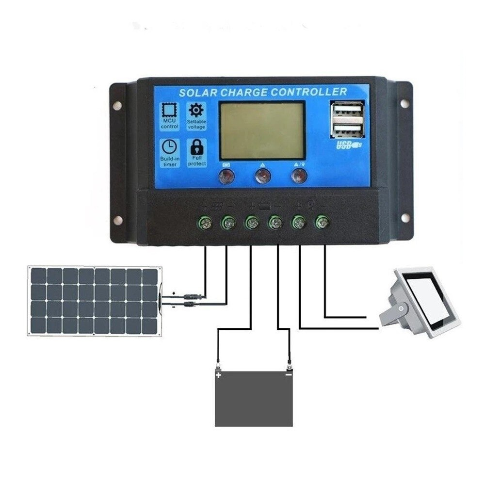 Regulator incarcare solara PWM 60A pentru panouri fotovoltaice, 12V/24V, LCD, USB 5V/3A [5]