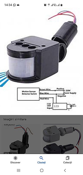 Senzor Miscare PIR Negru 180 grade 12V DC [3]