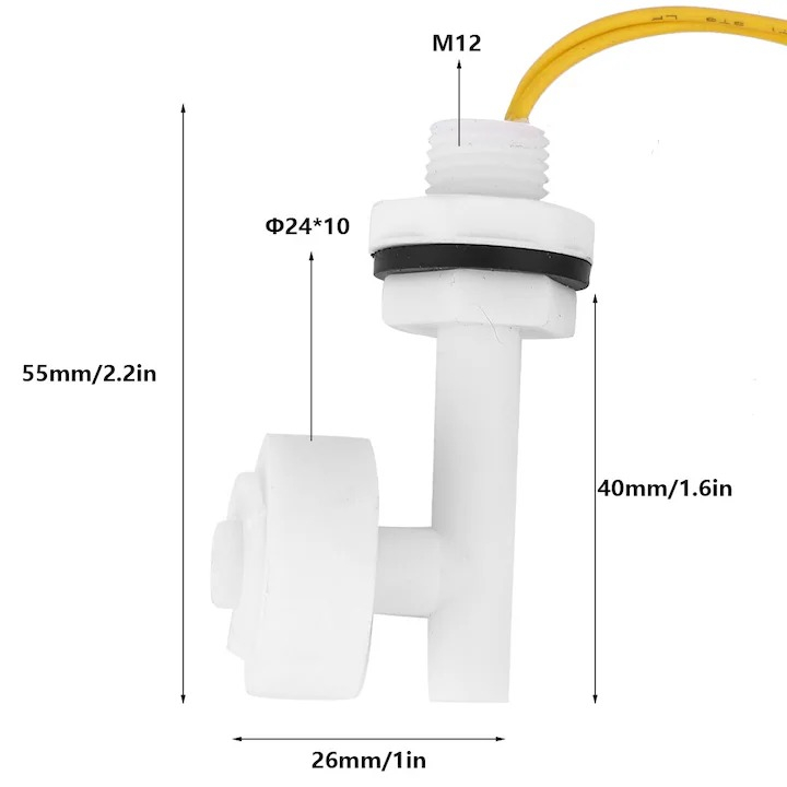 Senzor nivel apa ZPC1 cu plutitor, montaj lateral in unghi drept, fir 40cm [2]